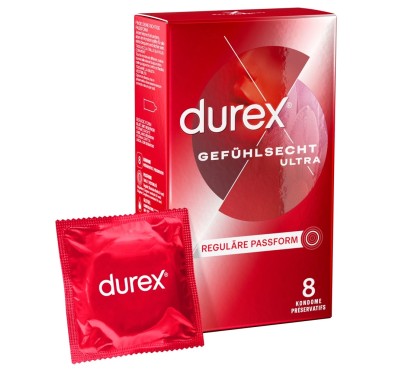 Durex - Prezerwatywy Lateksowe 20% Cieńsze Gefühlsecht Ultra 8 szt